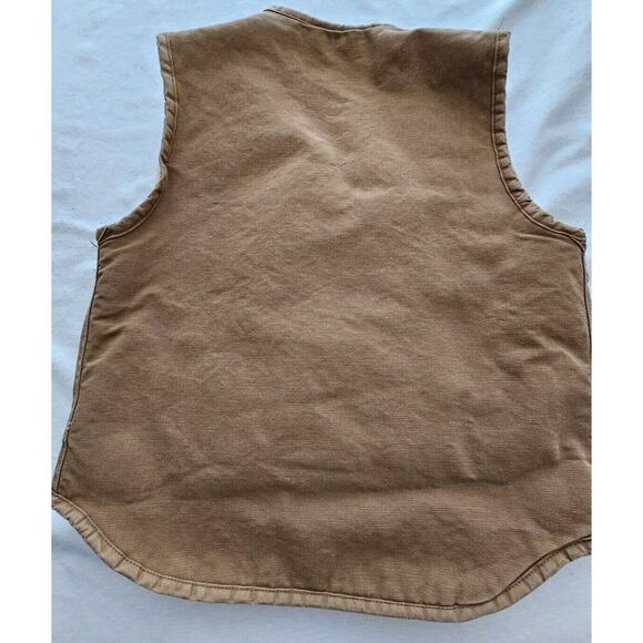 Carhartt Vest Men Large Duck Sherpa Lined Denim Work Zip Made USA Vintage Tan - Picture 9 of 9
